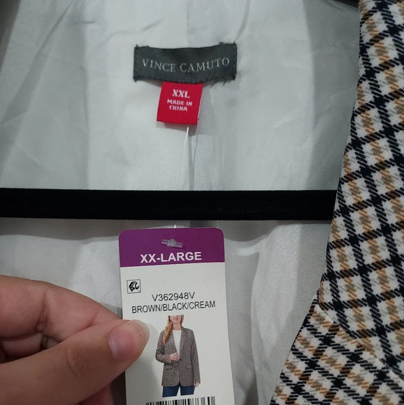 NWT Vince Camuto Brown/Black/Crew Plaid Blazer in Size XXL - Picture 3 of 16